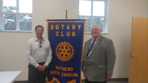 Nick Male with barry Steiger, President, Mathews Rotary Club, North Carolina